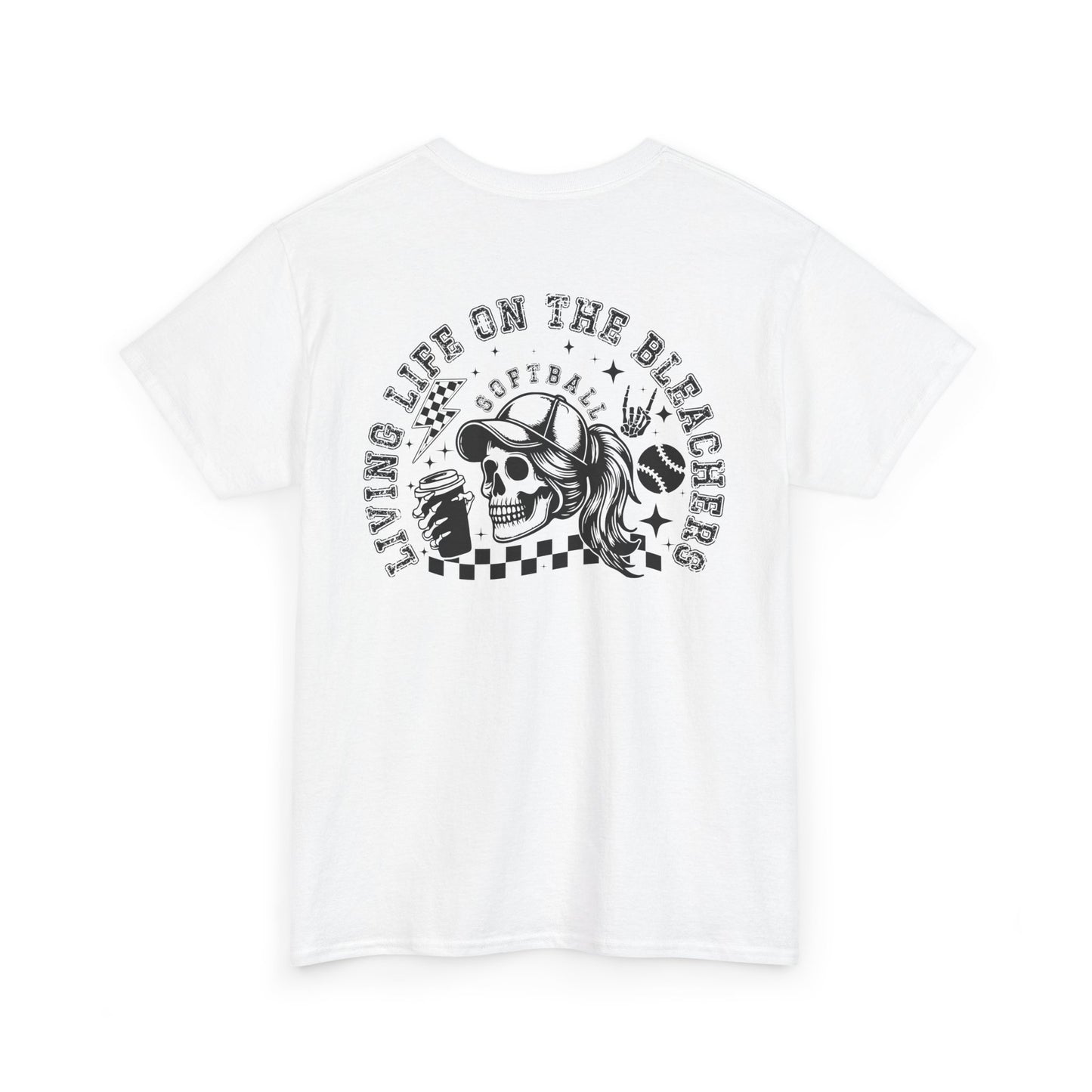 Skull & Checkered Graphics Tee - Unisex Heavy Cotton Shirt, Softball Shirt, Casual Graphic Tee, Summer T-Shirt, Gift for Sports Lovers