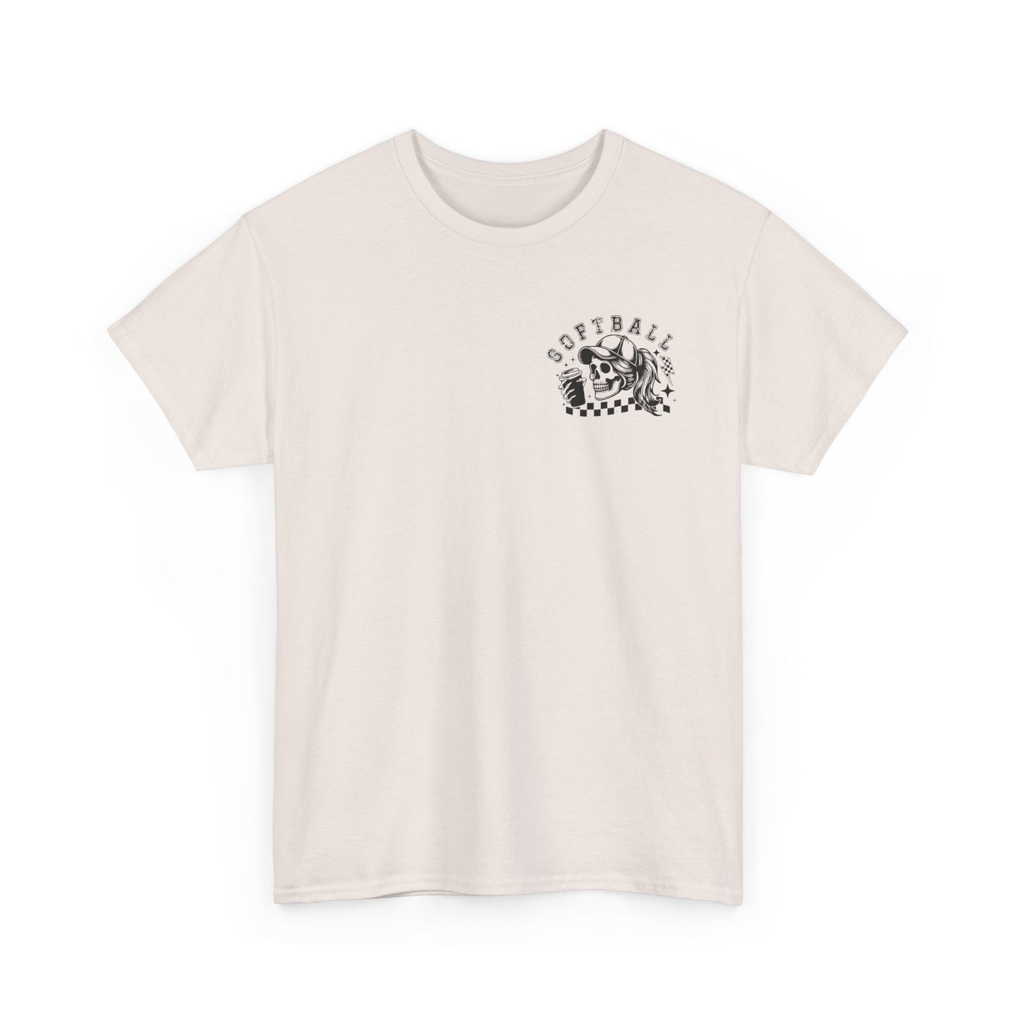 Skull & Checkered Graphics Tee - Unisex Heavy Cotton Shirt, Softball Shirt, Casual Graphic Tee, Summer T-Shirt, Gift for Sports Lovers
