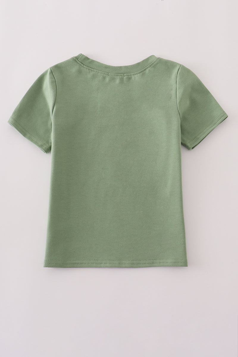 Green duck embroidery top