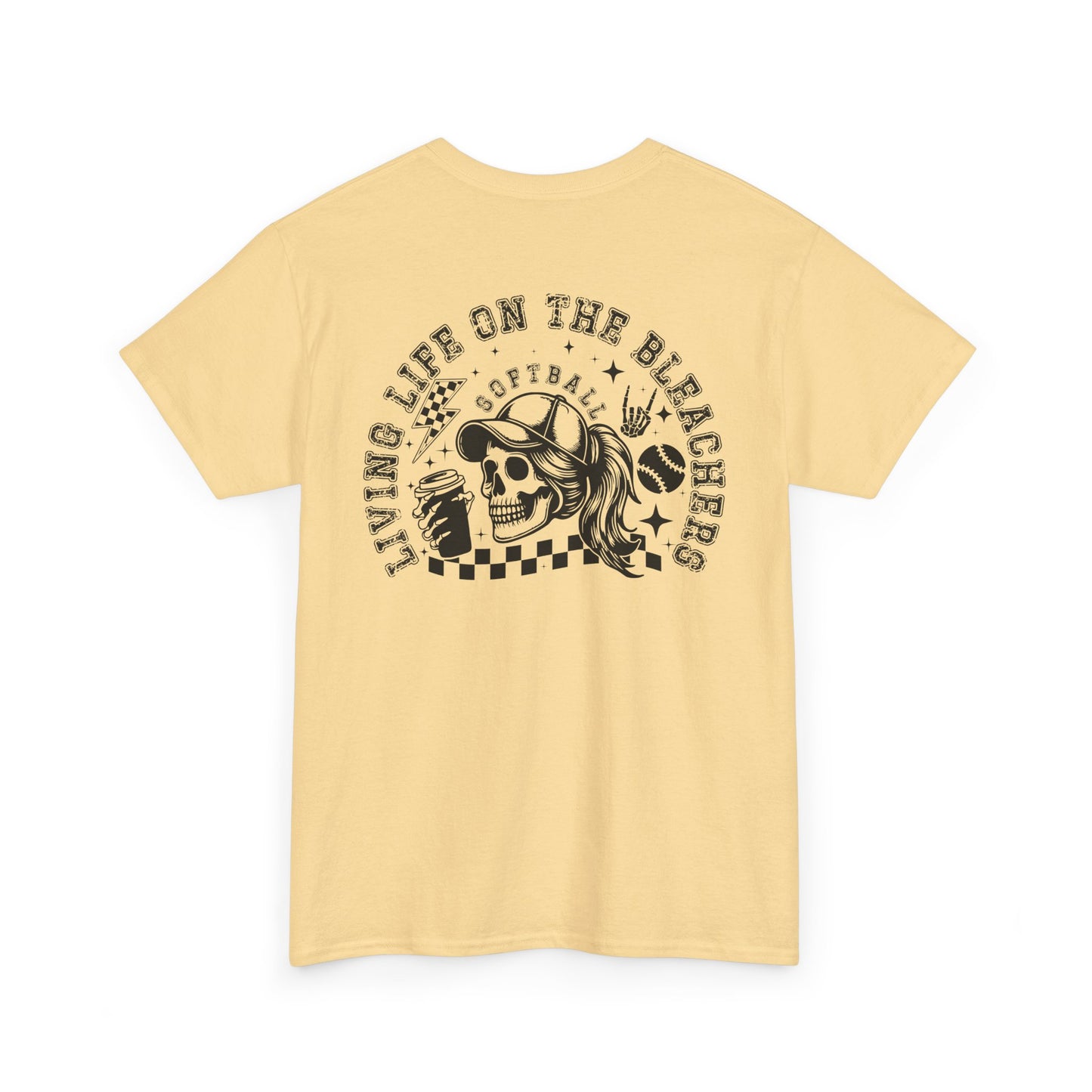 Skull & Checkered Graphics Tee - Unisex Heavy Cotton Shirt, Softball Shirt, Casual Graphic Tee, Summer T-Shirt, Gift for Sports Lovers