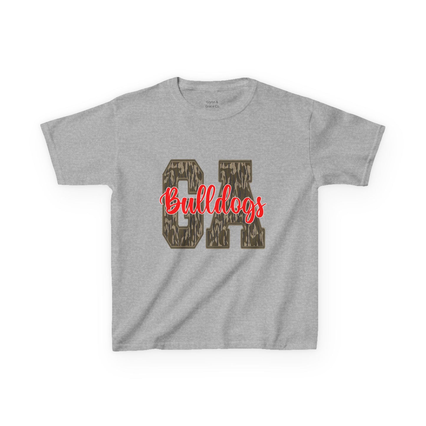 Camouflage Bulldogs Kids Tee, Sporty Youth Shirt, Trendy Kids Apparel, Birthday Gift for Boys, School Spirit Wear