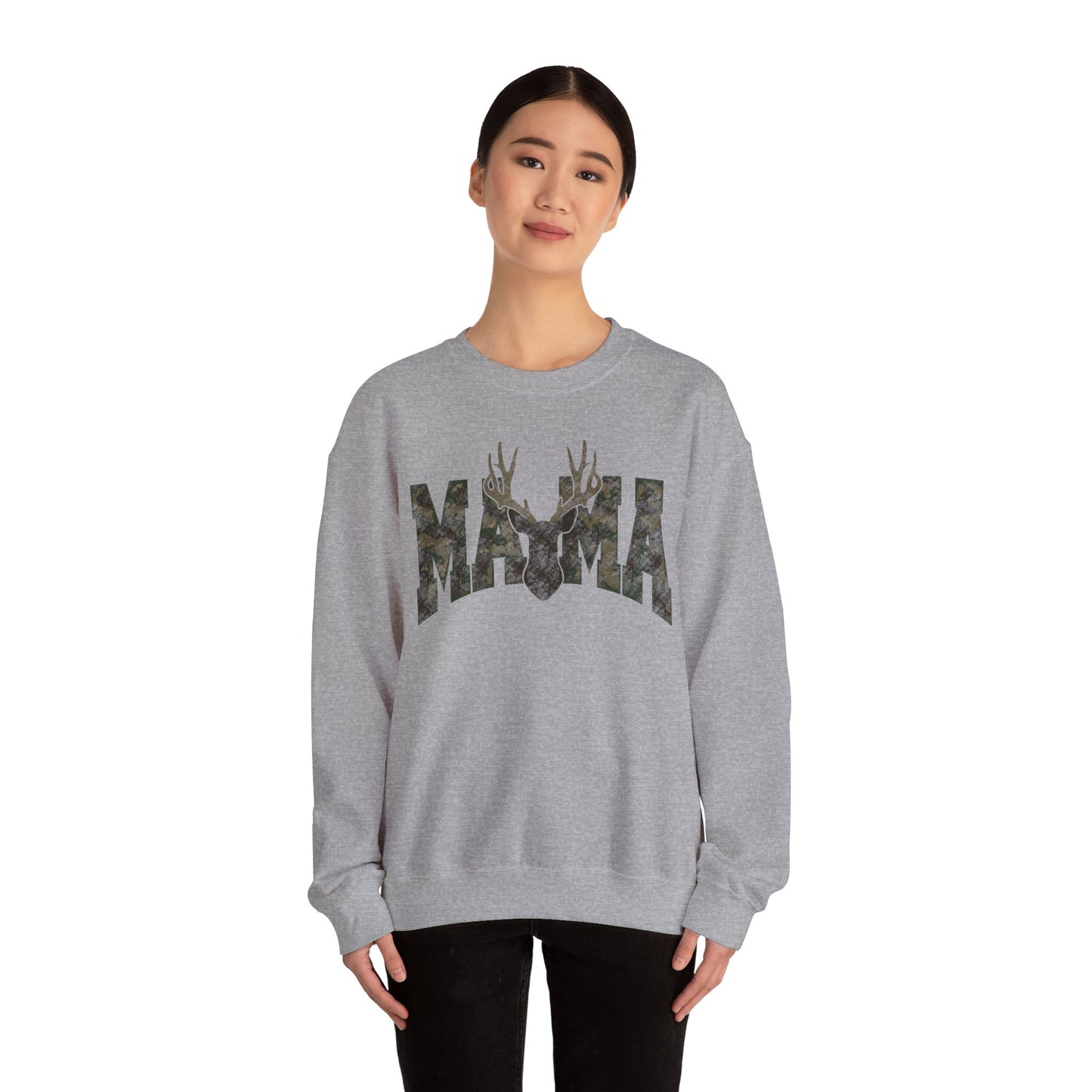 Mama camo deer Unisex Heavy Blend™ Crewneck Sweatshirt