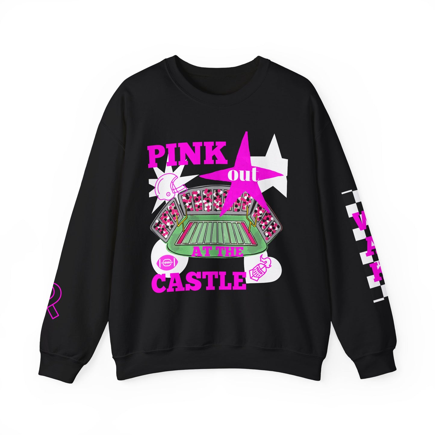 Pink Out Castle Crewneck Sweatshirt, Sportswear for Game Day, Awareness Event Apparel, Cozy Sweatshirt, Unisex Gift