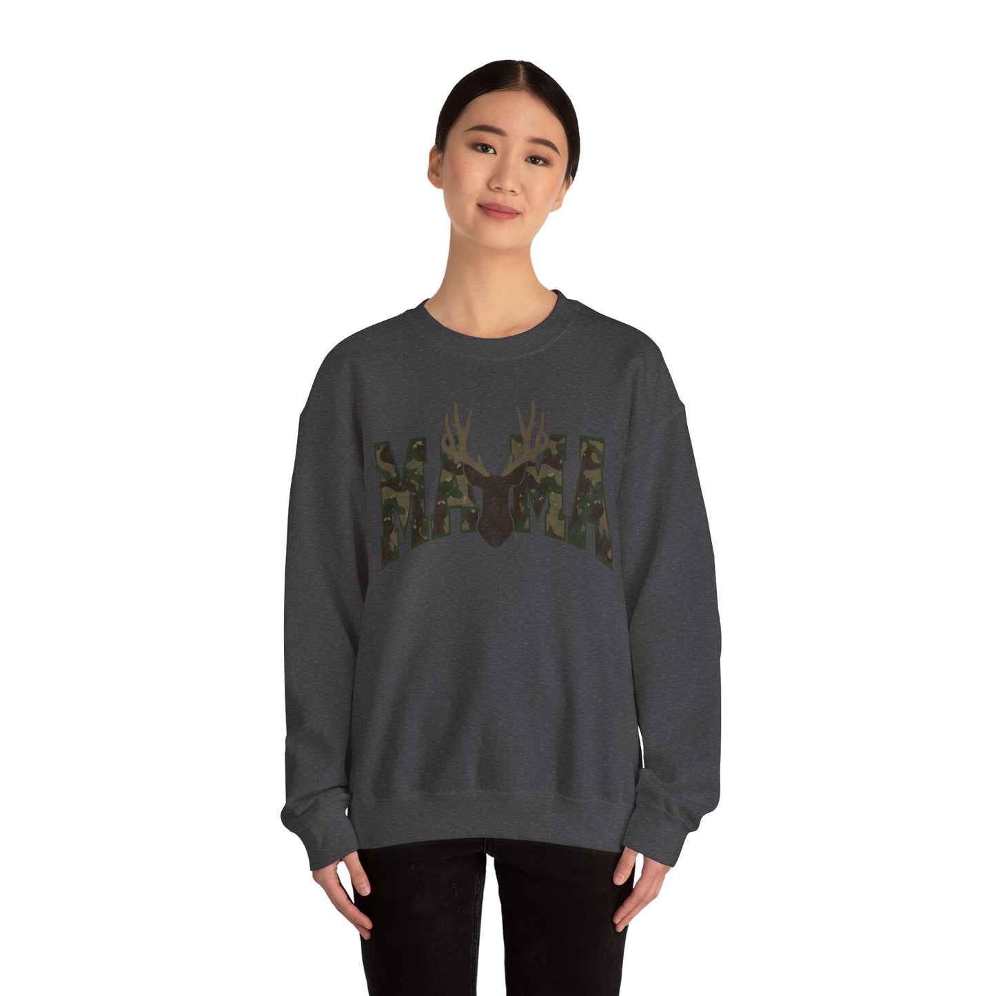 Mama camo deer Unisex Heavy Blend™ Crewneck Sweatshirt