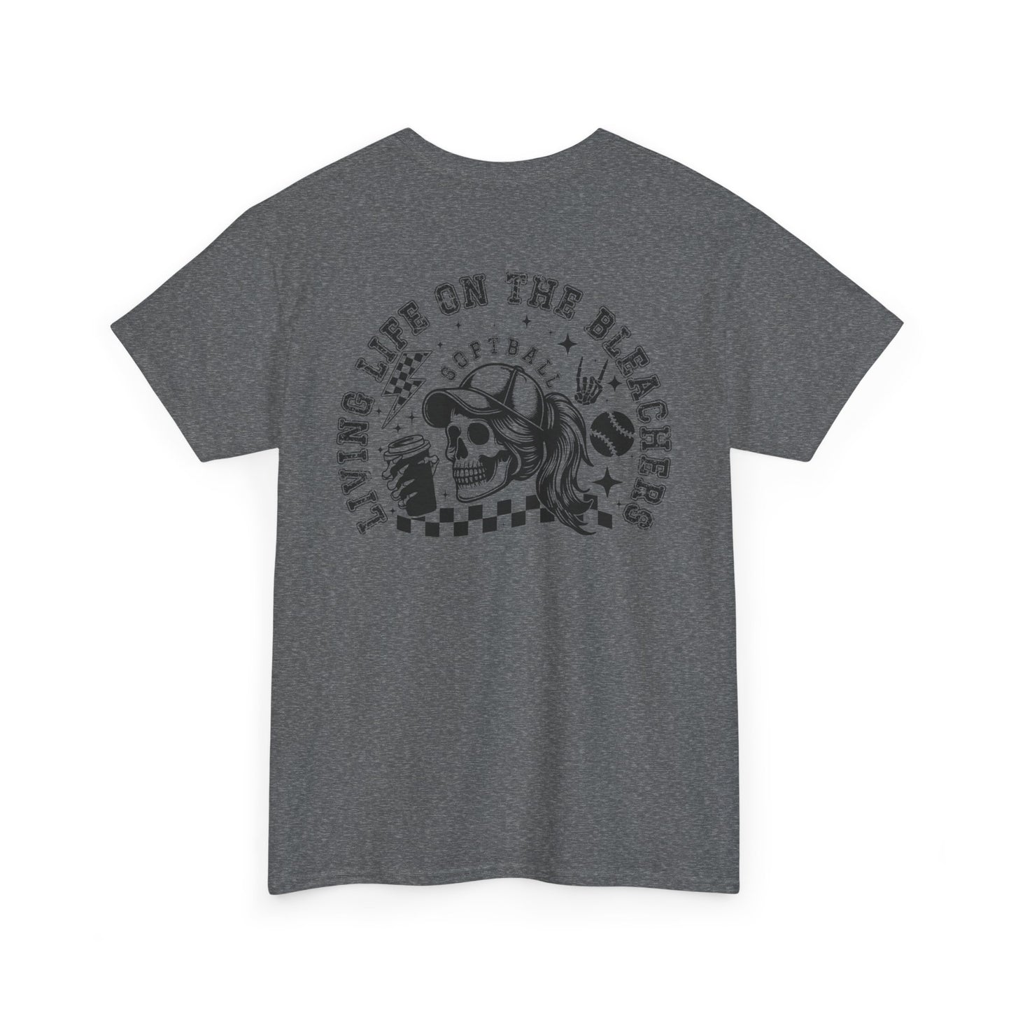 Skull & Checkered Graphics Tee - Unisex Heavy Cotton Shirt, Softball Shirt, Casual Graphic Tee, Summer T-Shirt, Gift for Sports Lovers