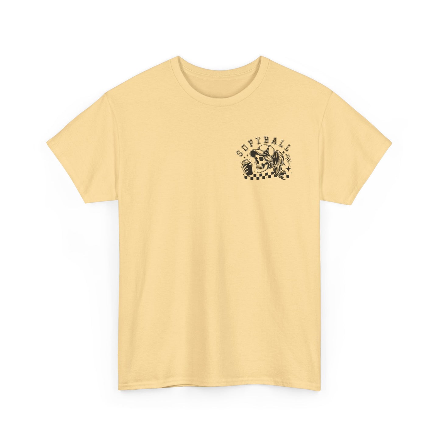 Skull & Checkered Graphics Tee - Unisex Heavy Cotton Shirt, Softball Shirt, Casual Graphic Tee, Summer T-Shirt, Gift for Sports Lovers