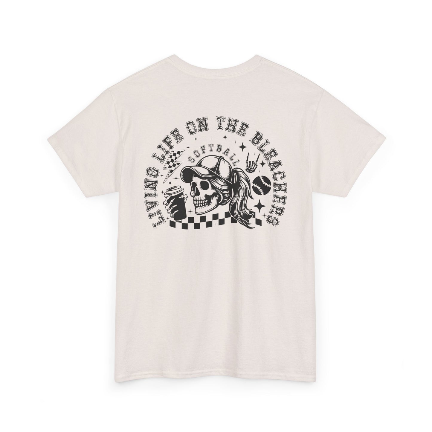 Skull & Checkered Graphics Tee - Unisex Heavy Cotton Shirt, Softball Shirt, Casual Graphic Tee, Summer T-Shirt, Gift for Sports Lovers