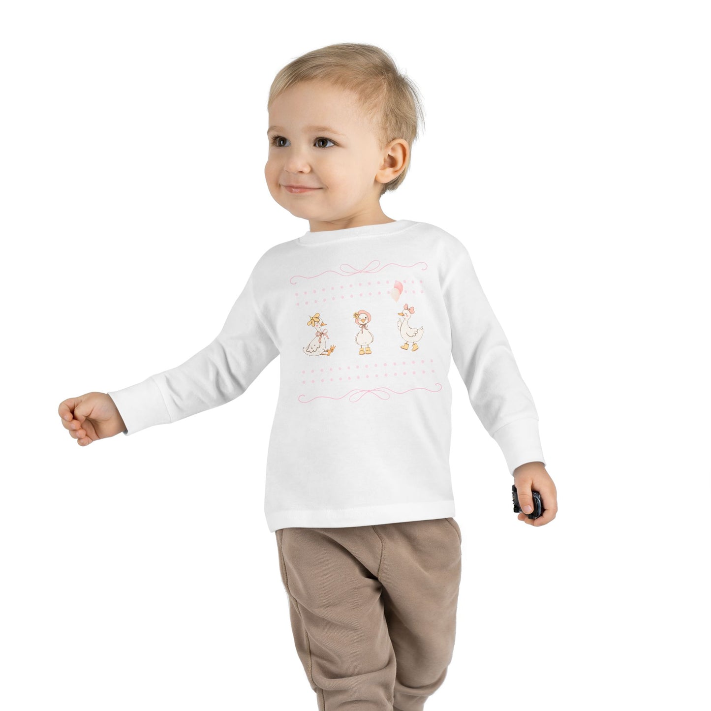 Whimsical Toddler Long Sleeve Tee - Cute Animal Design, Perfect for Birthdays, Playdates, and Everyday Wear