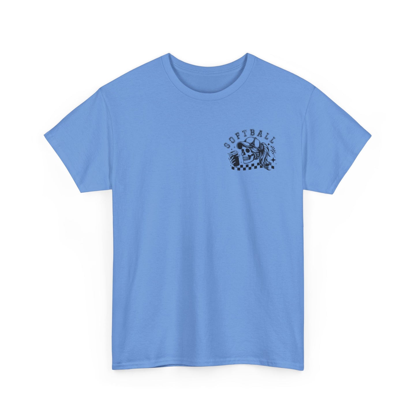 Skull & Checkered Graphics Tee - Unisex Heavy Cotton Shirt, Softball Shirt, Casual Graphic Tee, Summer T-Shirt, Gift for Sports Lovers