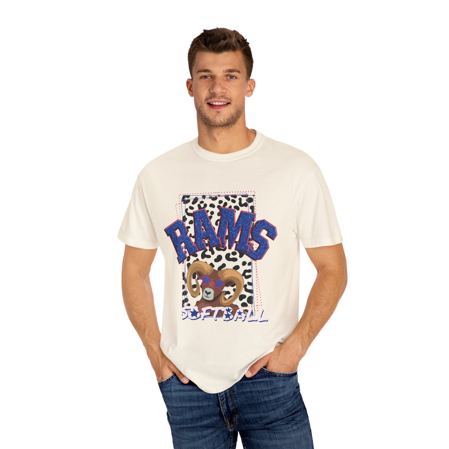 Unisex Softball Graphic T-Shirt - RAMS Design, Beach Outfits, Sports Fans, Team Events, Gifts for Athletes
