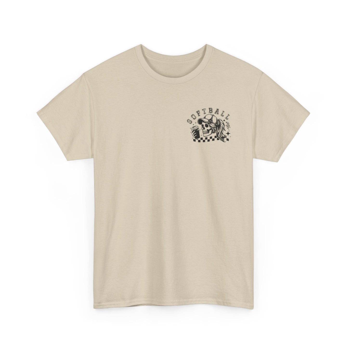 Skull & Checkered Graphics Tee - Unisex Heavy Cotton Shirt, Softball Shirt, Casual Graphic Tee, Summer T-Shirt, Gift for Sports Lovers