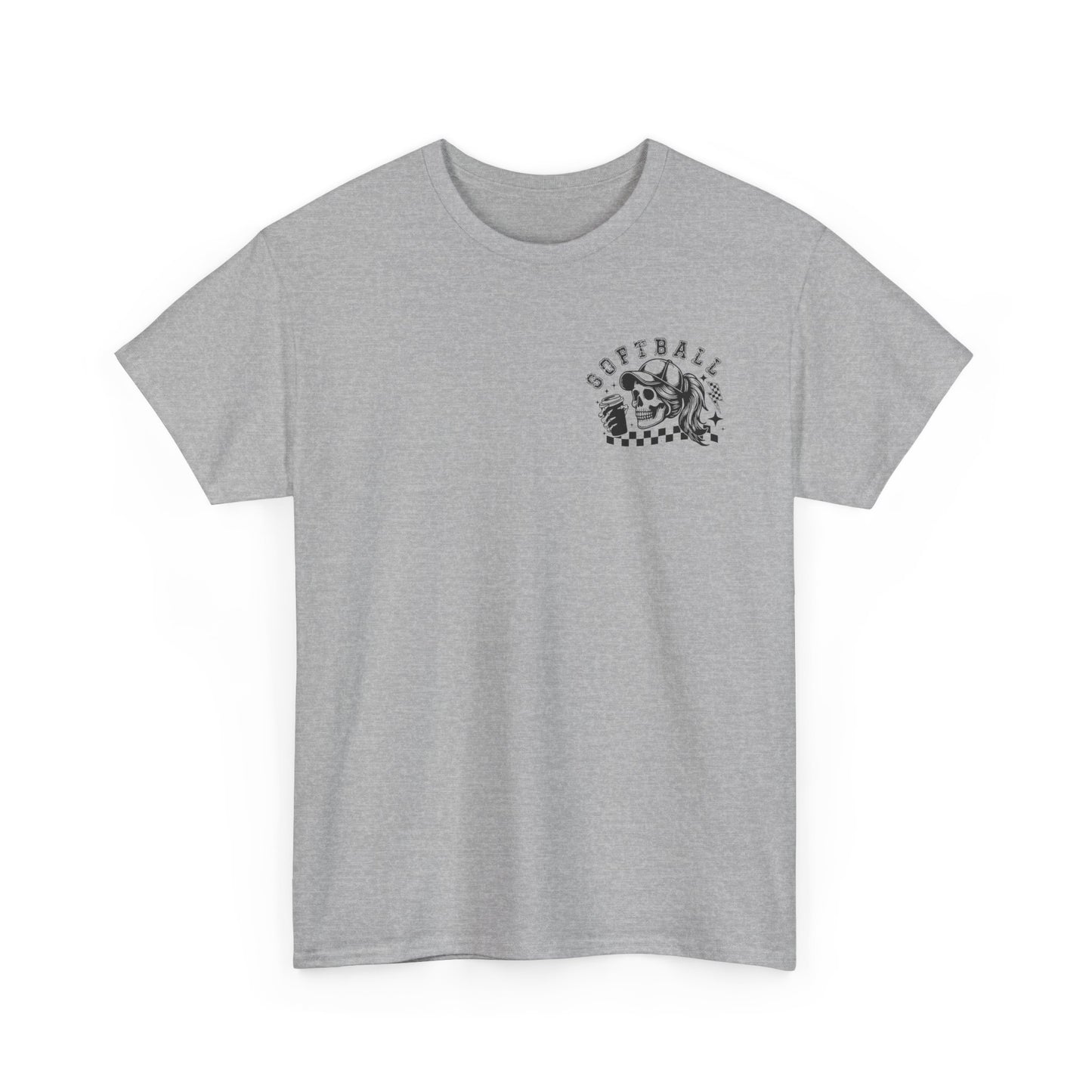 Skull & Checkered Graphics Tee - Unisex Heavy Cotton Shirt, Softball Shirt, Casual Graphic Tee, Summer T-Shirt, Gift for Sports Lovers