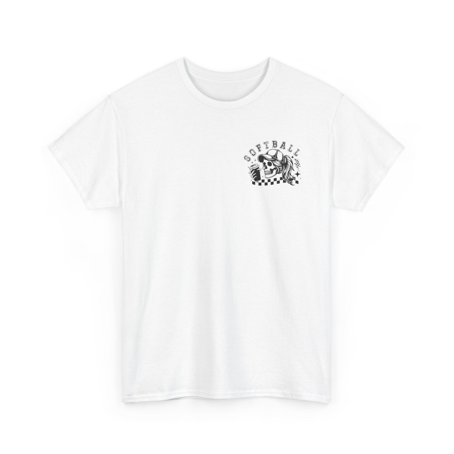 Skull & Checkered Graphics Tee - Unisex Heavy Cotton Shirt, Softball Shirt, Casual Graphic Tee, Summer T-Shirt, Gift for Sports Lovers