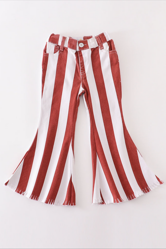 Terracotta stripe denim jeans