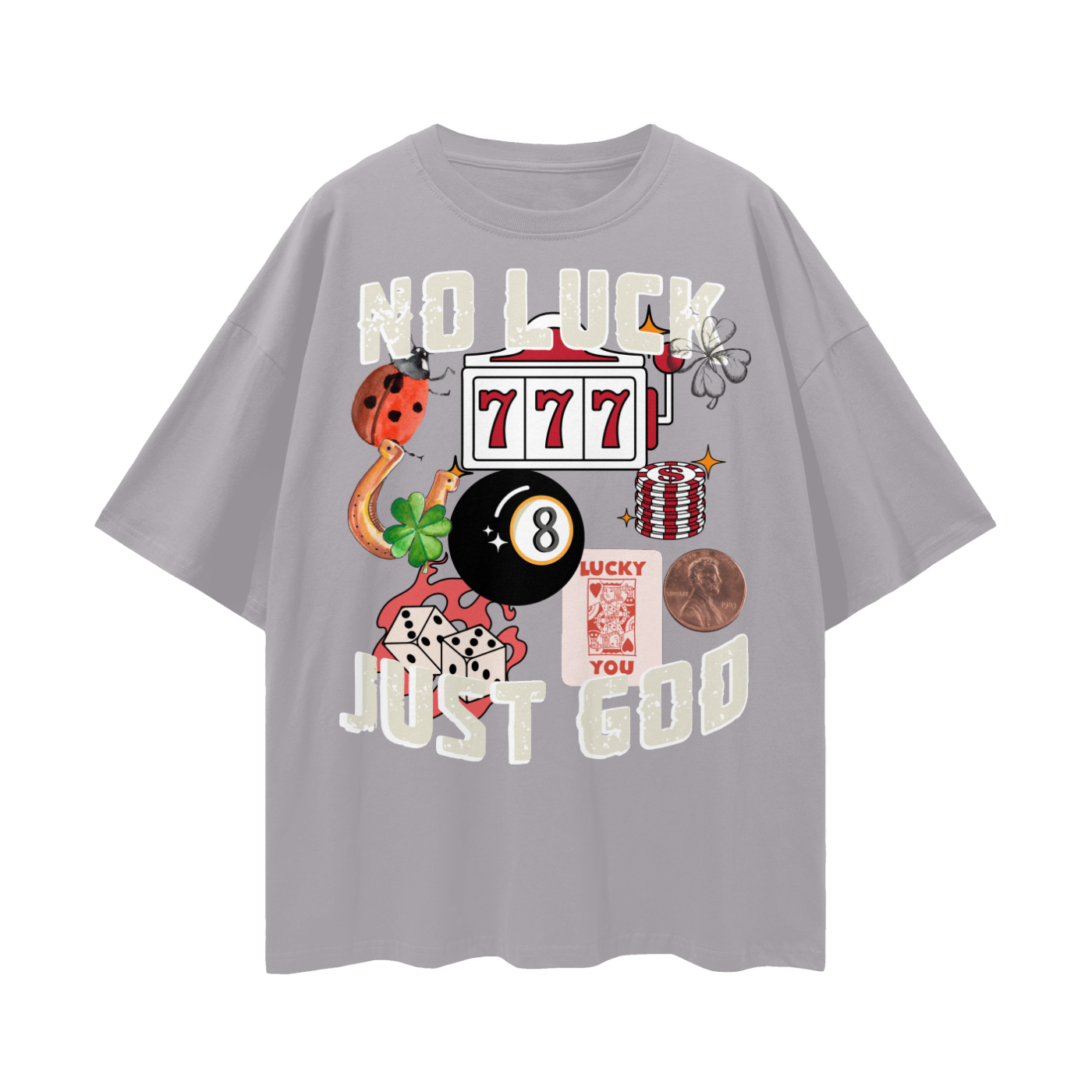 No luck Streetwear Loose Drop Shoulder T-Shirt