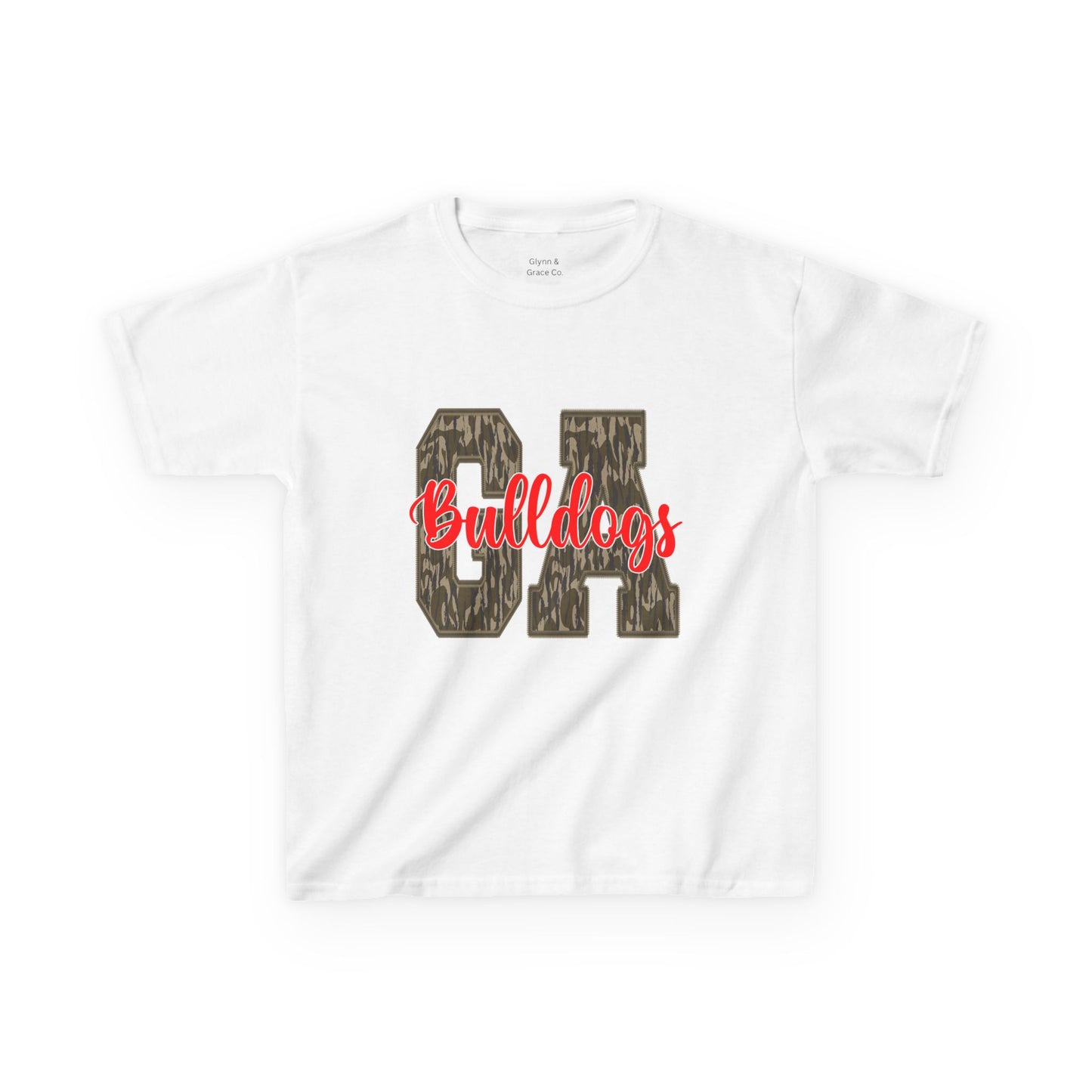 Camouflage Bulldogs Kids Tee, Sporty Youth Shirt, Trendy Kids Apparel, Birthday Gift for Boys, School Spirit Wear