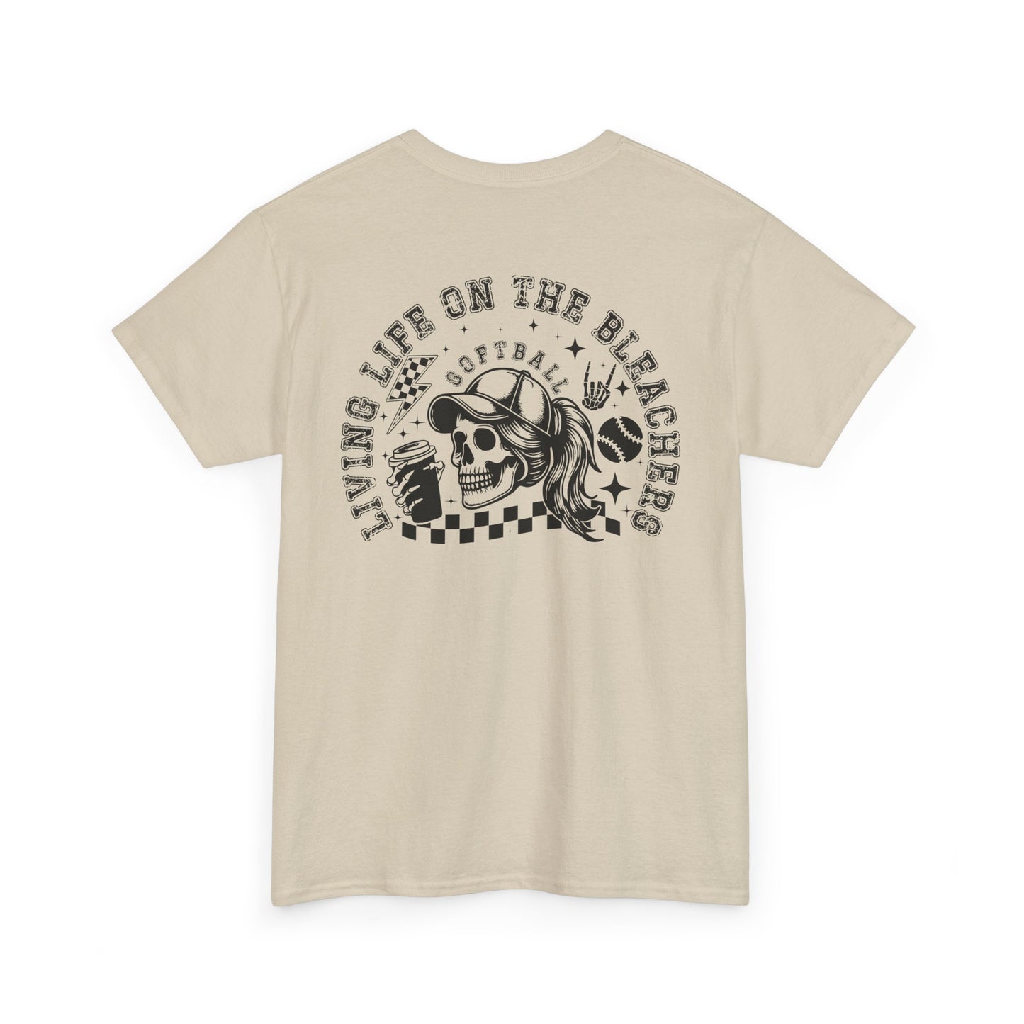 Skull & Checkered Graphics Tee - Unisex Heavy Cotton Shirt, Softball Shirt, Casual Graphic Tee, Summer T-Shirt, Gift for Sports Lovers