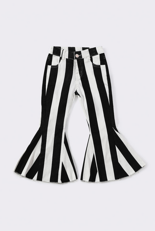 Black stripe bell denim jeans