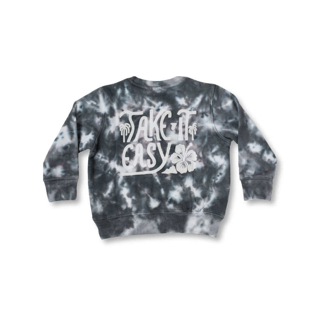 TAKE IT EASY TIE-DYE CREWNECK // CHARCOAL