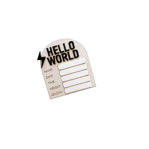 Hello World - Birth Announcement Stats Sign