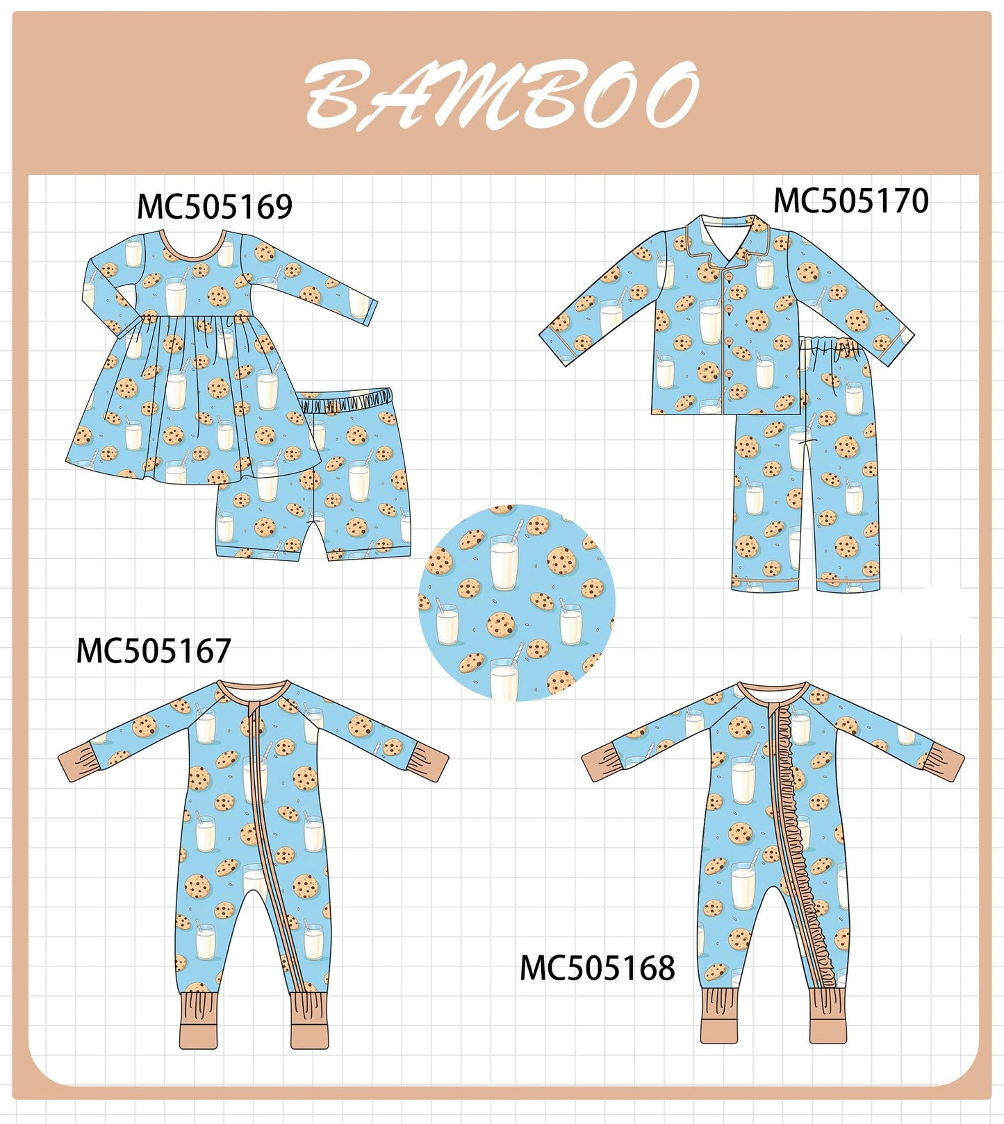 PO57 Blue milk cookie print bamboo collection