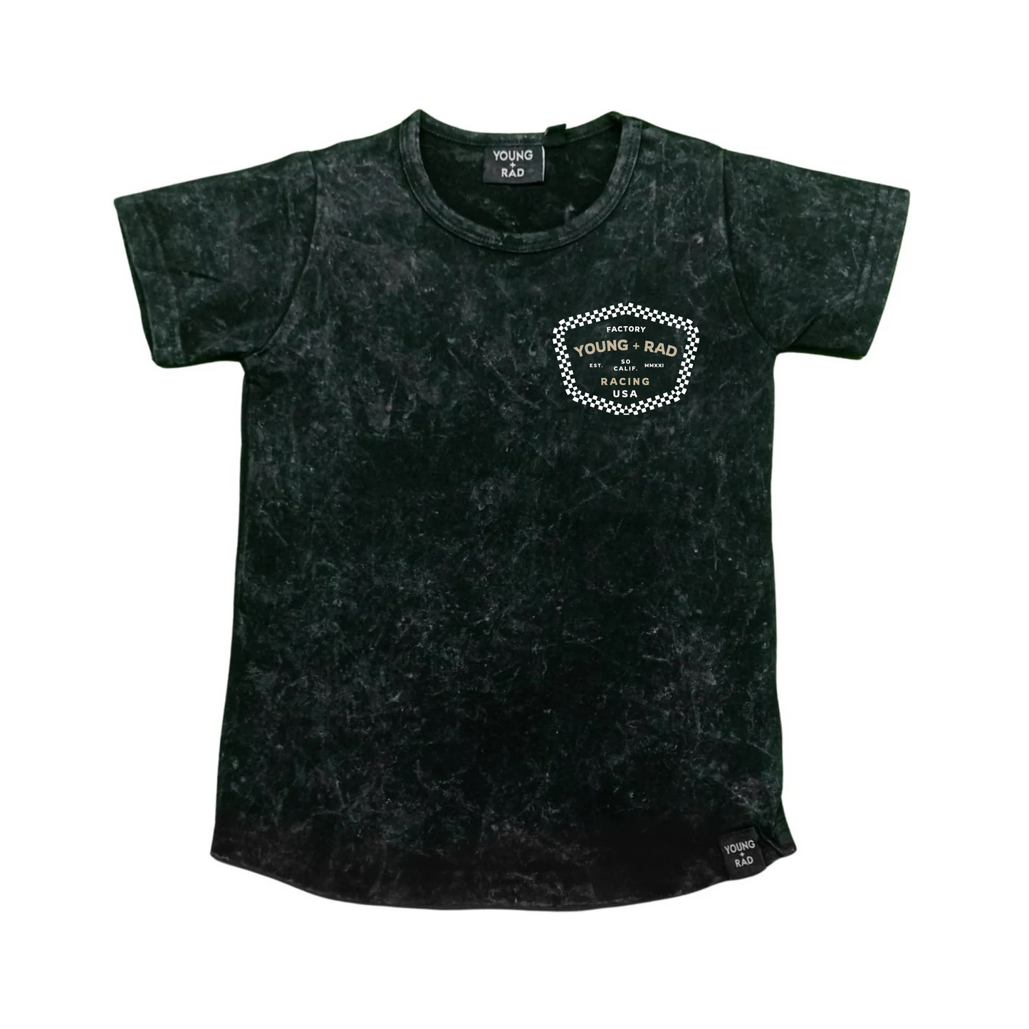 FACTORY RACING BLACK ACID WASH TEE