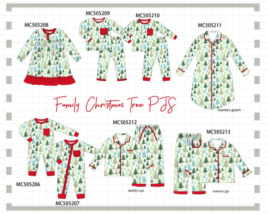 PO57 Green christmas tree print pajamas collection