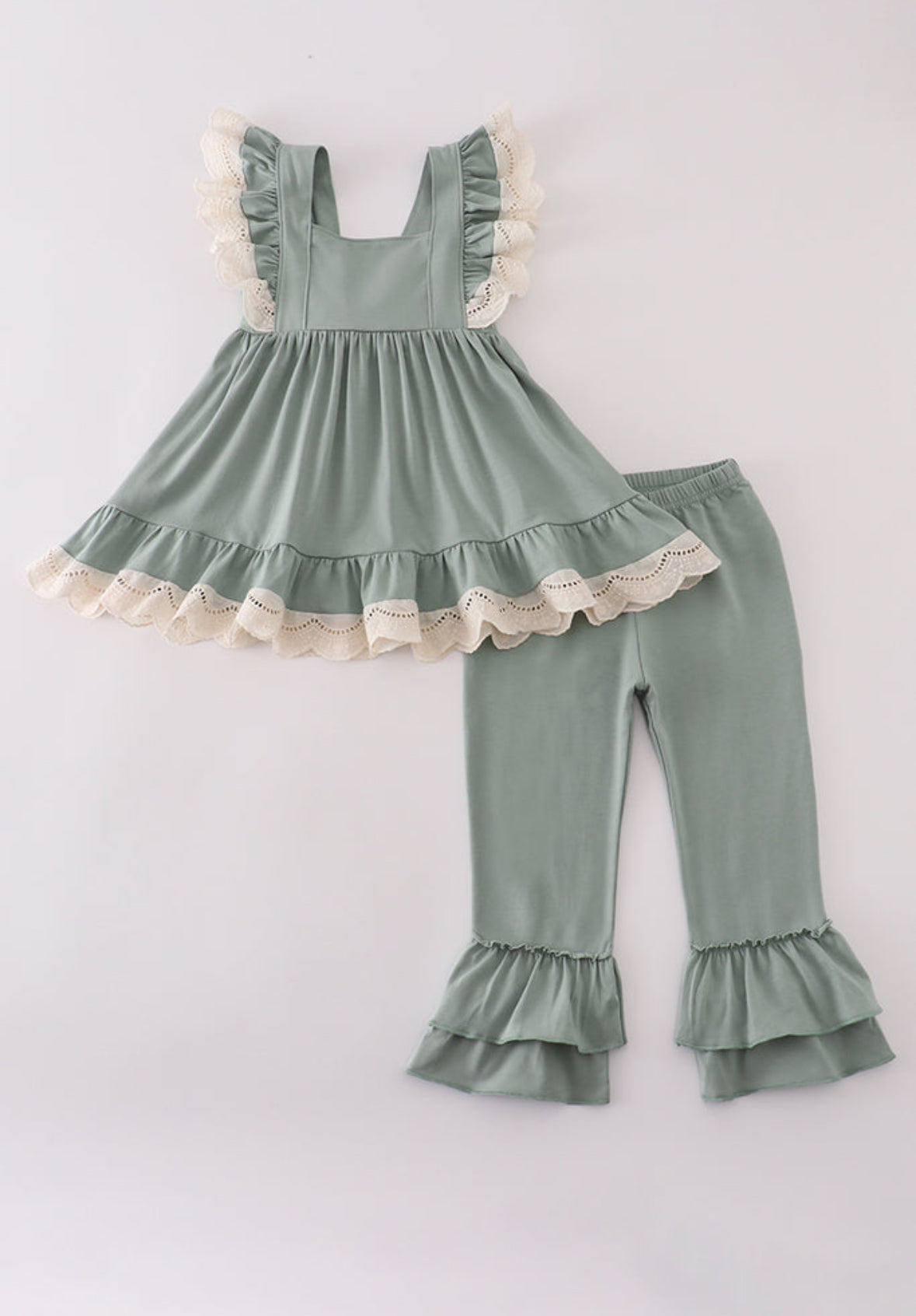 SAGE LACE RUFFLE