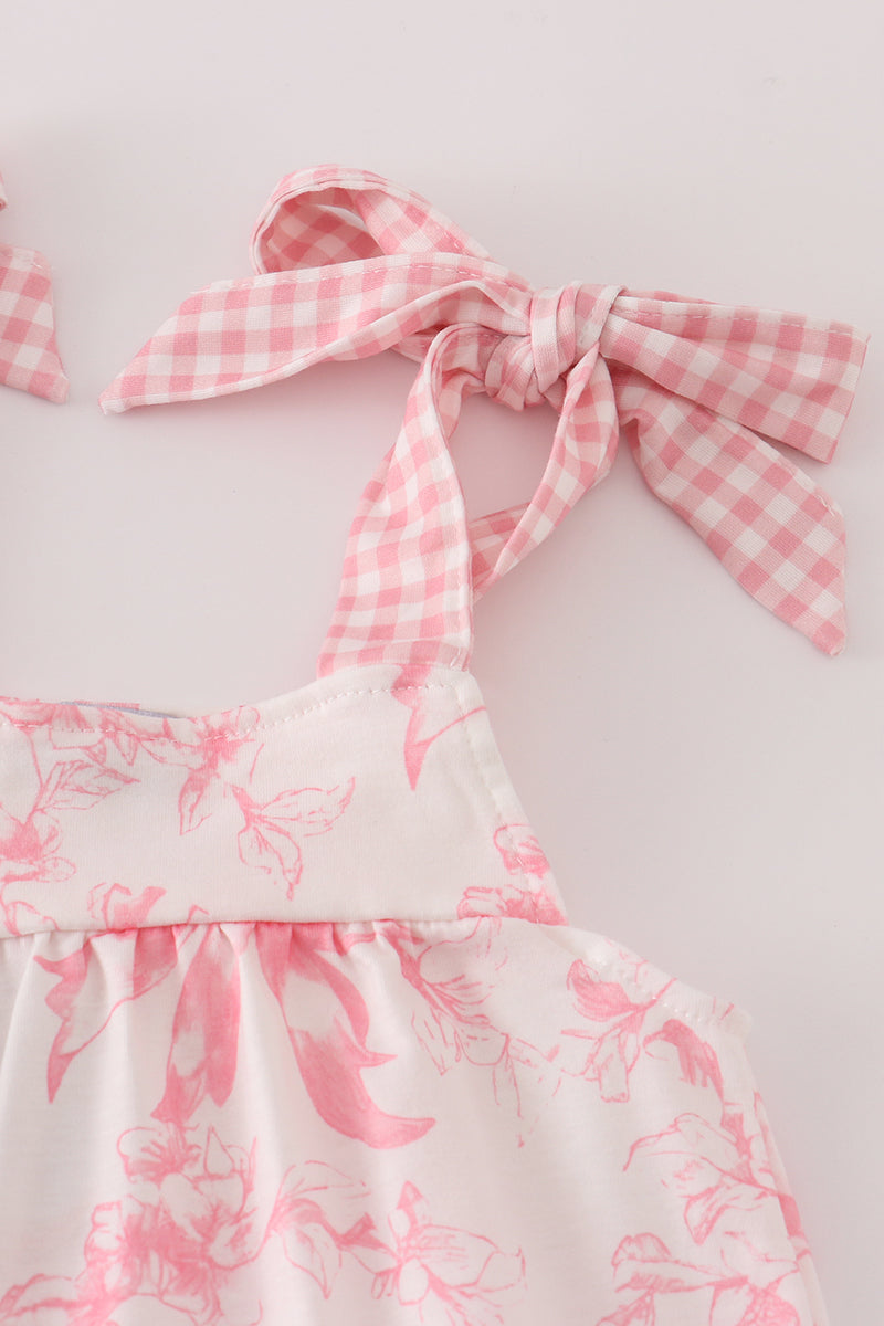 Pink bow print bloomer set