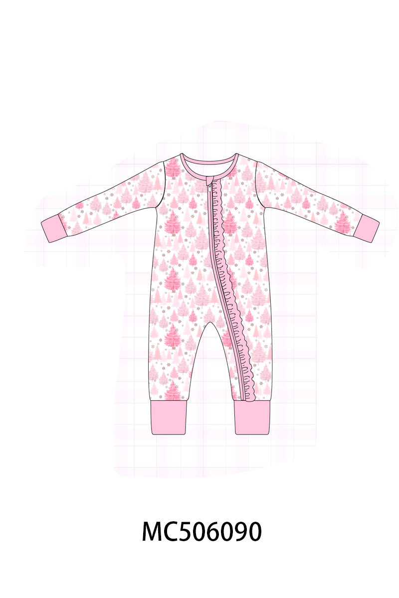PO59 Pink christmas tree print bamboo collection