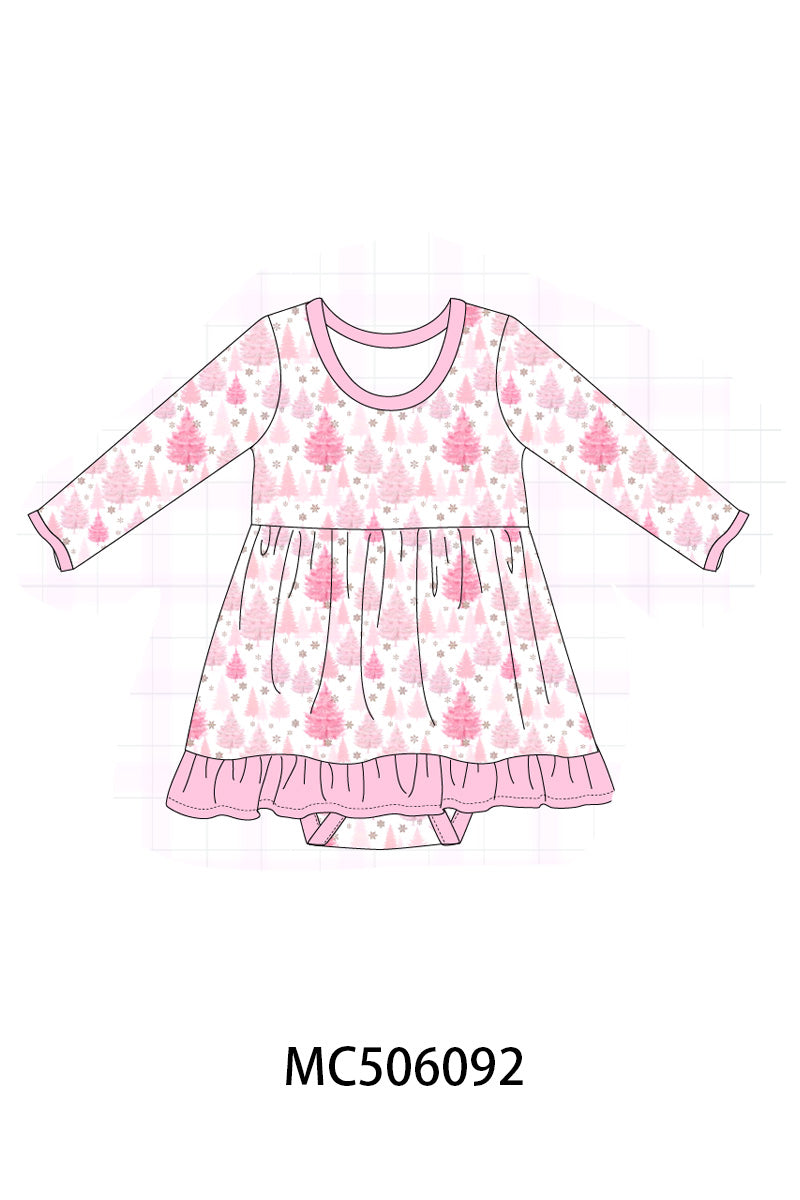 PO59 Pink christmas tree print bamboo collection
