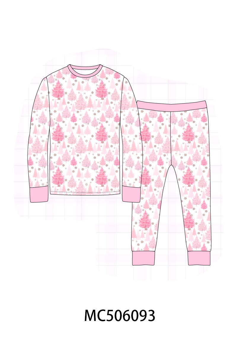 PO59 Pink christmas tree print bamboo collection