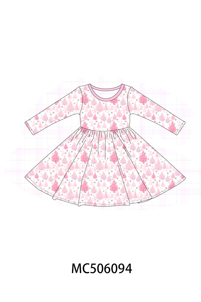 PO59 Pink christmas tree print bamboo collection