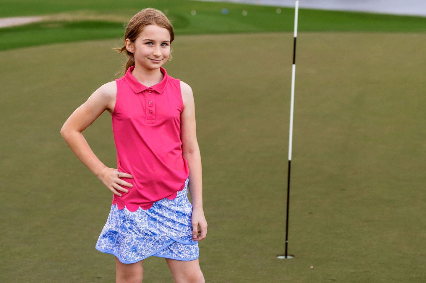 Girls Sadie Scalloped Hem Golf & Tennis Skort  -Riviera White