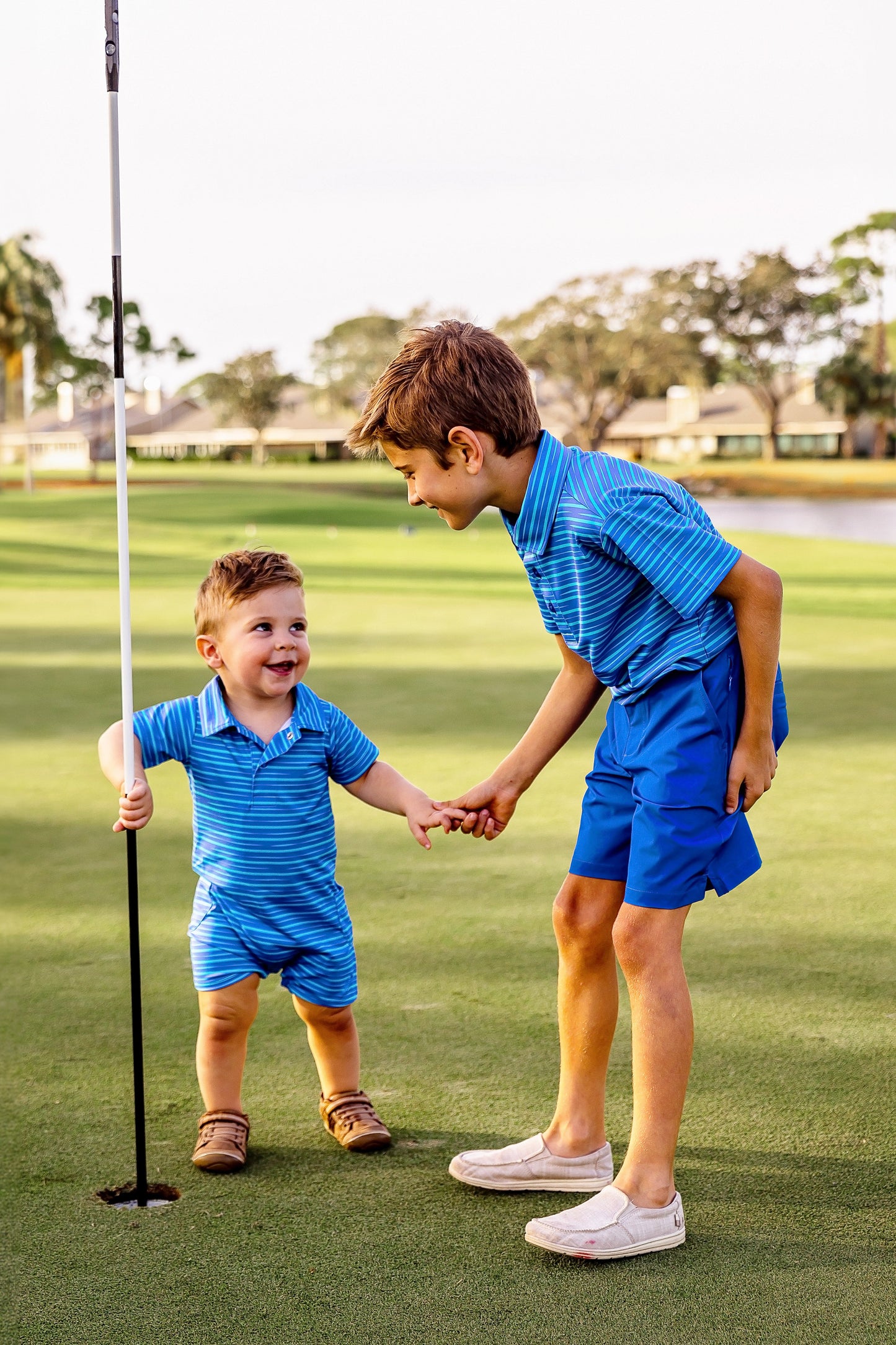 Walker Boys Golf & Tennis Performance Polo -Sonoma Stripe Oasis