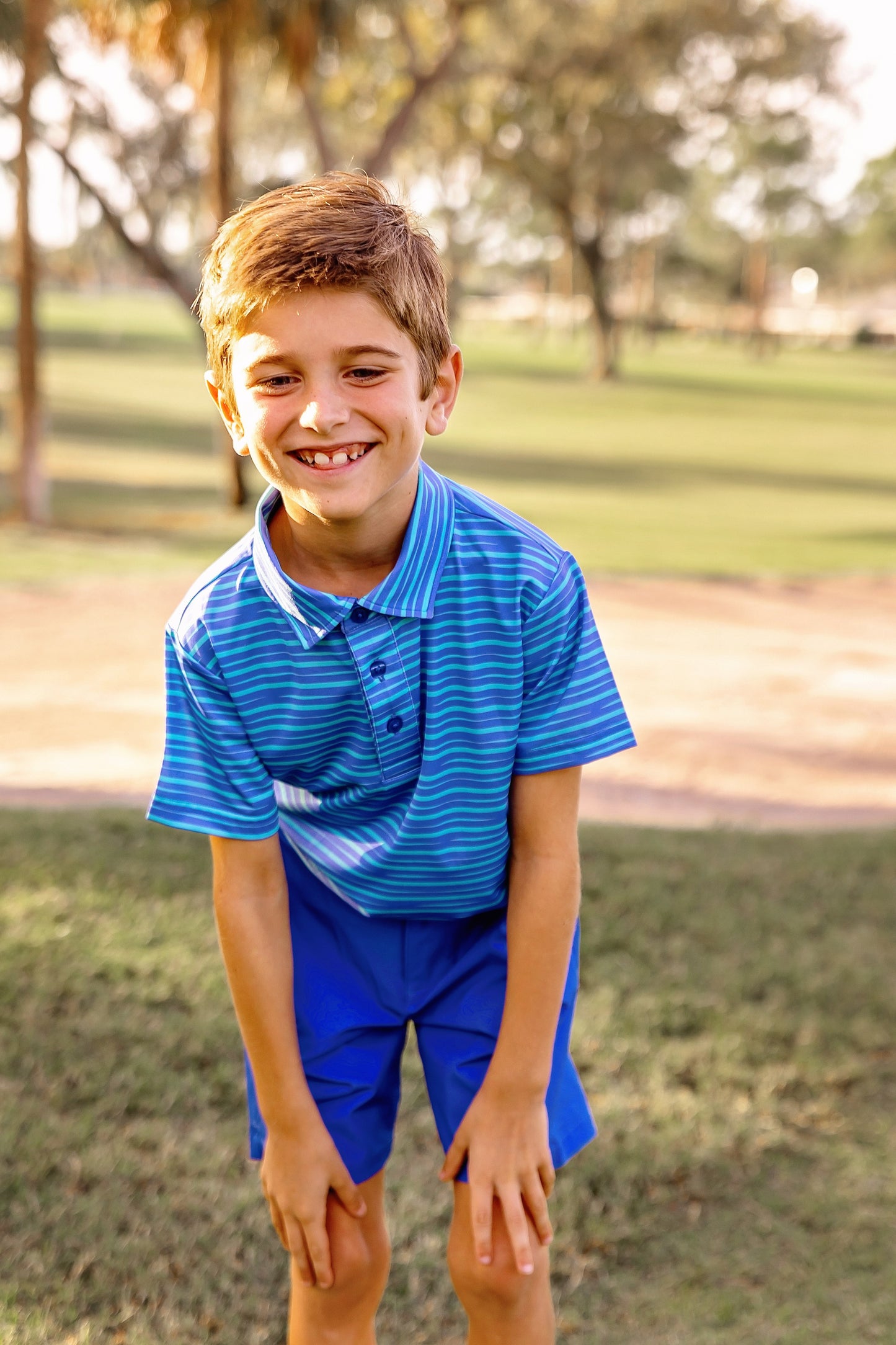Walker Boys Golf & Tennis Performance Polo -Sonoma Stripe Oasis