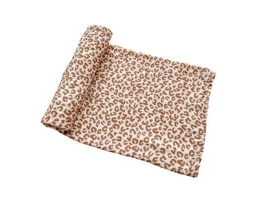 Muslin Swaddle Blanket - Brown Leopard