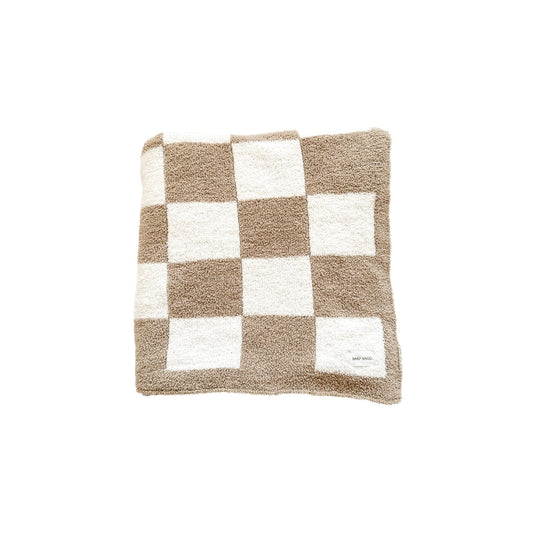 Plush Blanket - Taupe Checker