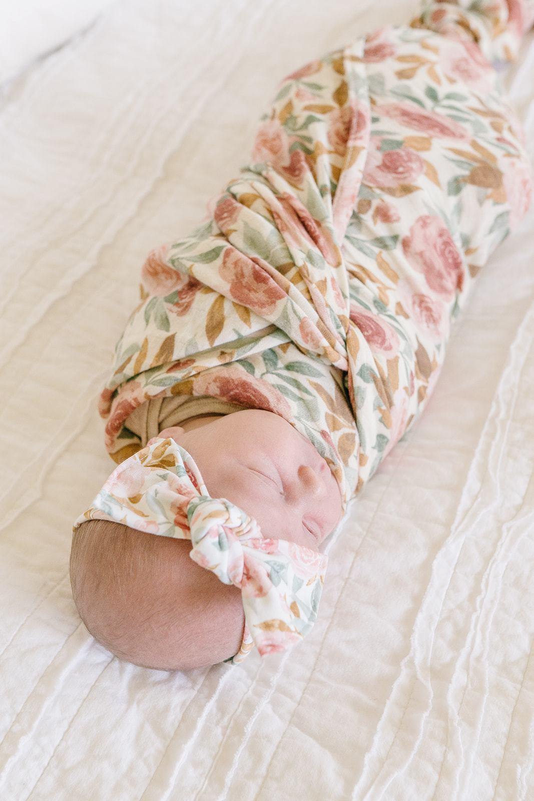 Muslin Swaddle Blanket - Dusty Pink Floral