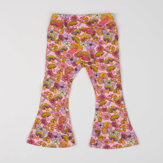 Groovy Mushroom Jersey Bell Bottom Flare Pants for Babies, Toddlers and Girls