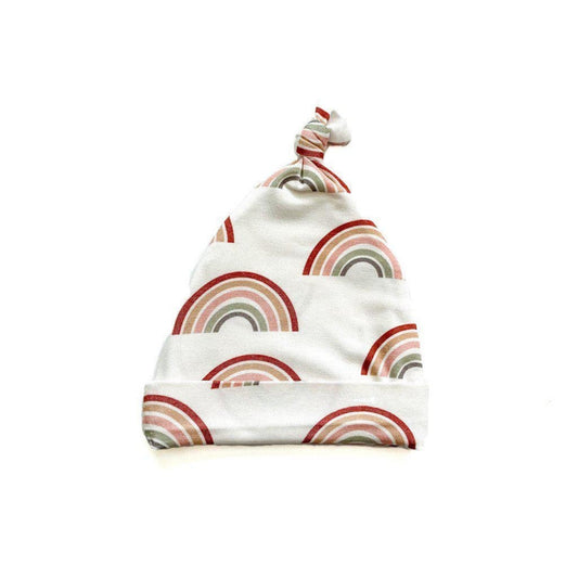 Newborn Neutral Rainbow Knot Baby Hat – Soft & Comfortable