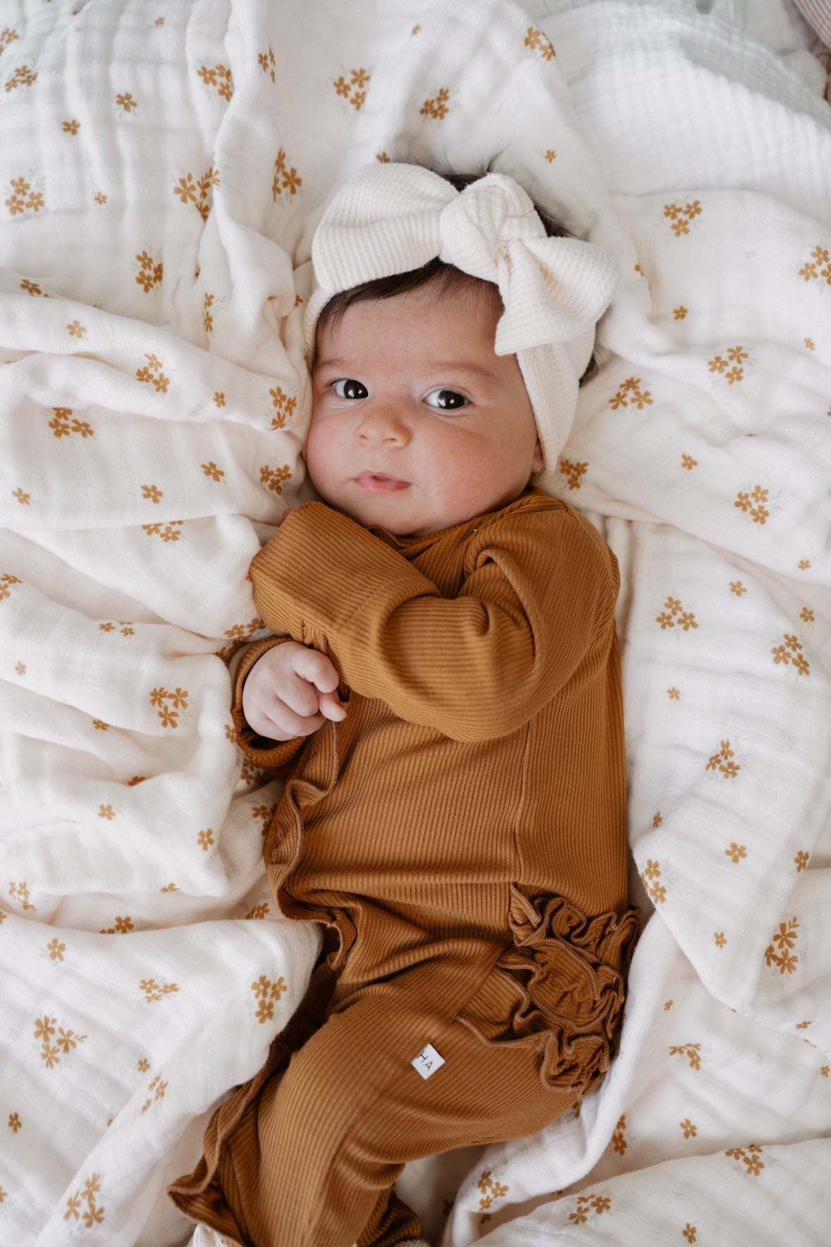 Muslin 6-Layer Blanket - Caramel Bloom Lace