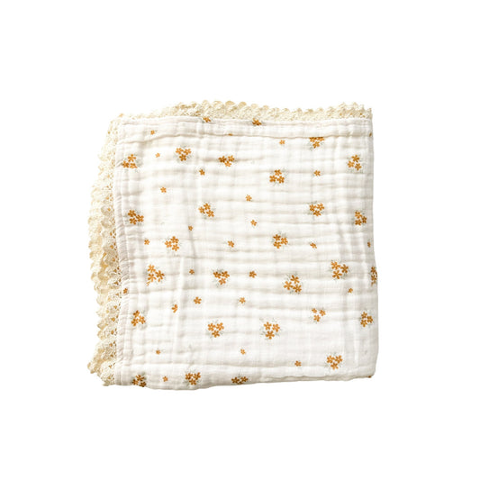Muslin 6-Layer Blanket - Caramel Bloom Lace