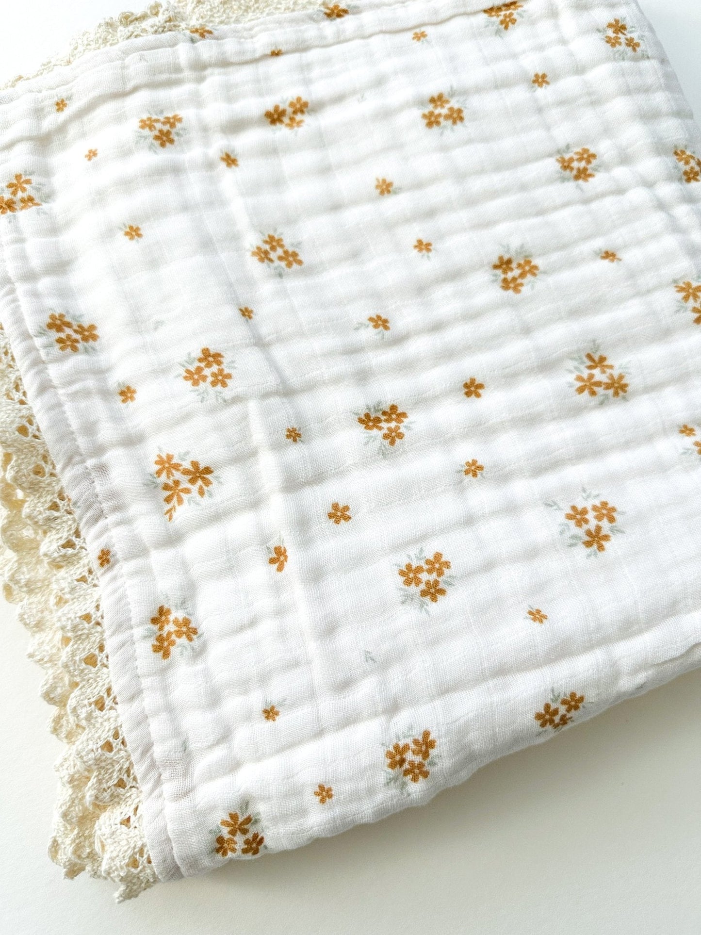 Muslin 6-Layer Blanket - Caramel Bloom Lace