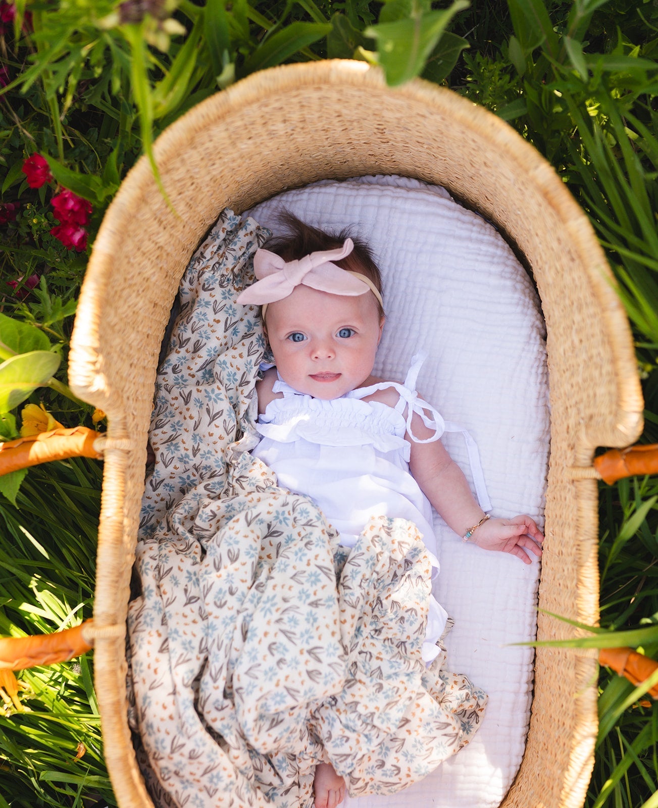 Muslin Swaddle Blanket - La La Floral Ruffle