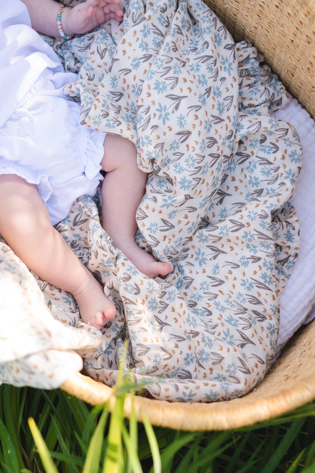 Muslin Swaddle Blanket - La La Floral Ruffle