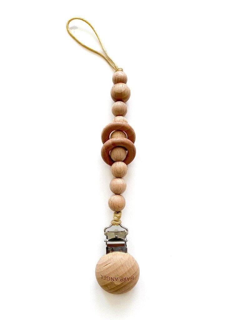 Pacifier Clip Wood Rattle