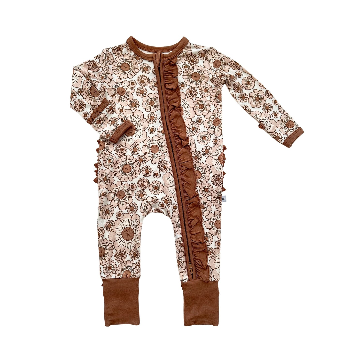 Ruffle Zipper One Piece - Flower Garden
