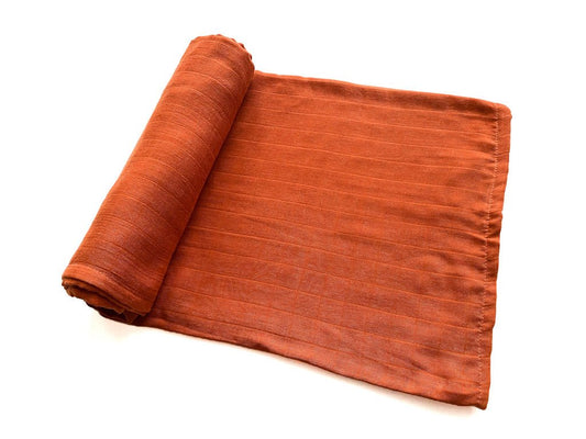 Muslin Bamboo Swaddle Blanket - Rust