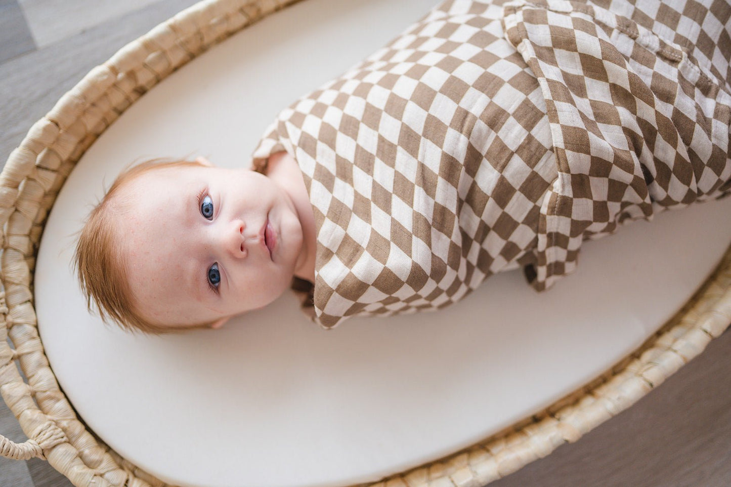 Muslin Swaddle Blanket - Toffee Checkered